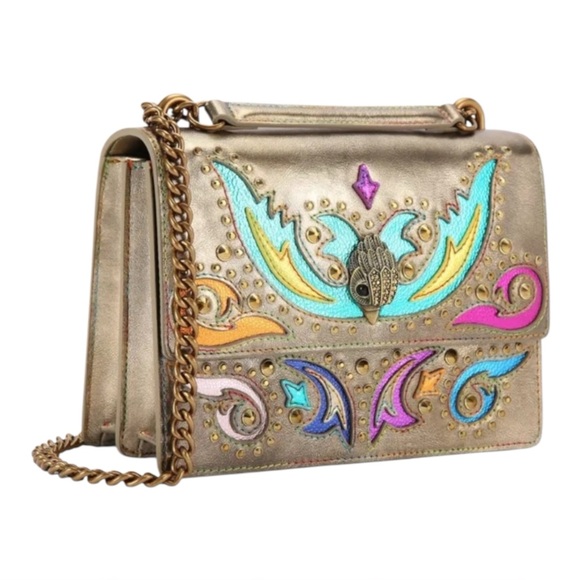 Kurt Geiger Handbags - Kurt Geiger NWT Bronze Shoreditch Western Rhinestones Embroidered Metallic